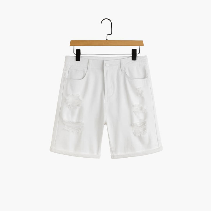 Herren Slim Fit Jeansshorts mit Stretch und Umschlag-Saum