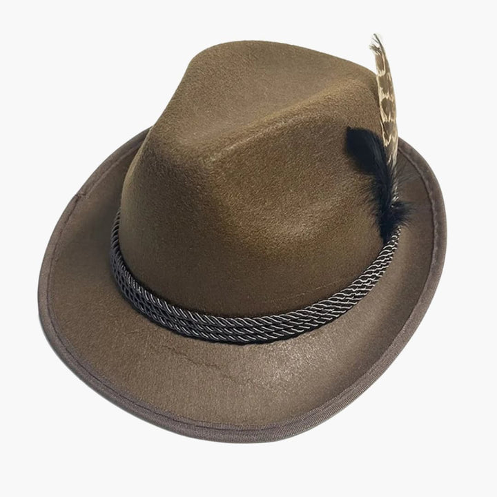 Unisex Bayernhut mit Feder und geflochtenem Band