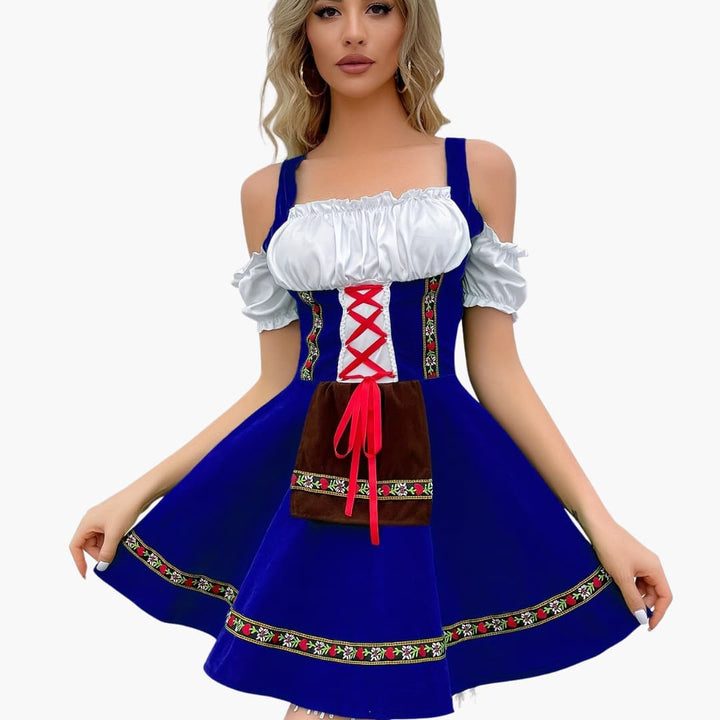 Schulterfreies Dirndl kleid für Damen - Oktoberfest 2025