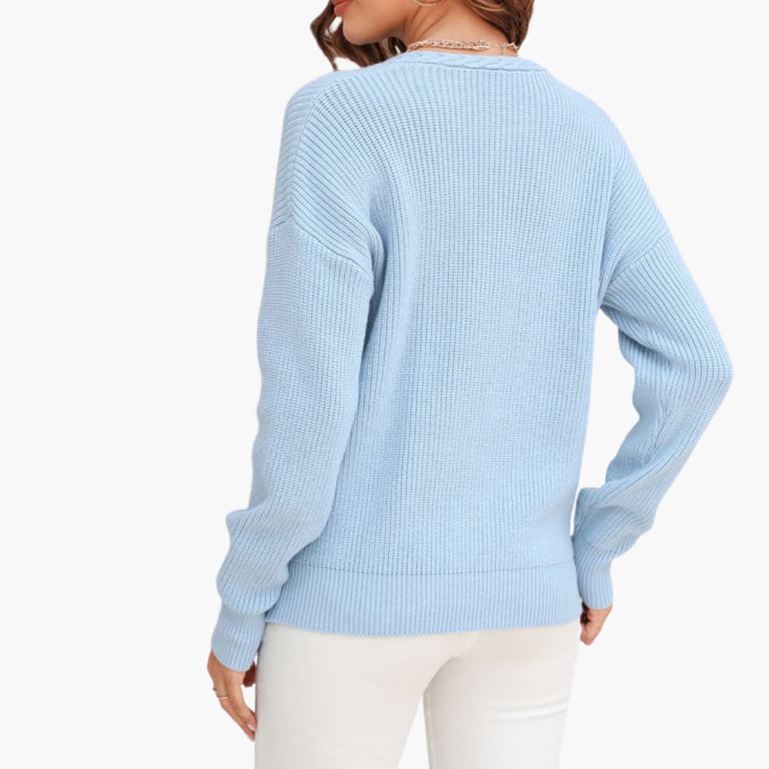Damen pullover mit V-Ausschnitt und Rippoberfläche