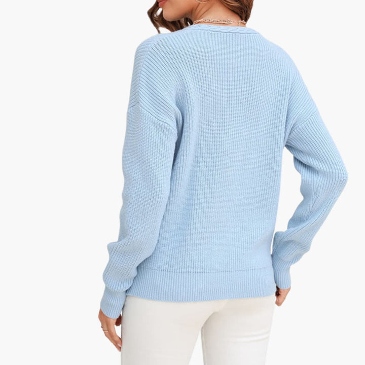 Damen pullover mit V-Ausschnitt und Rippoberfläche
