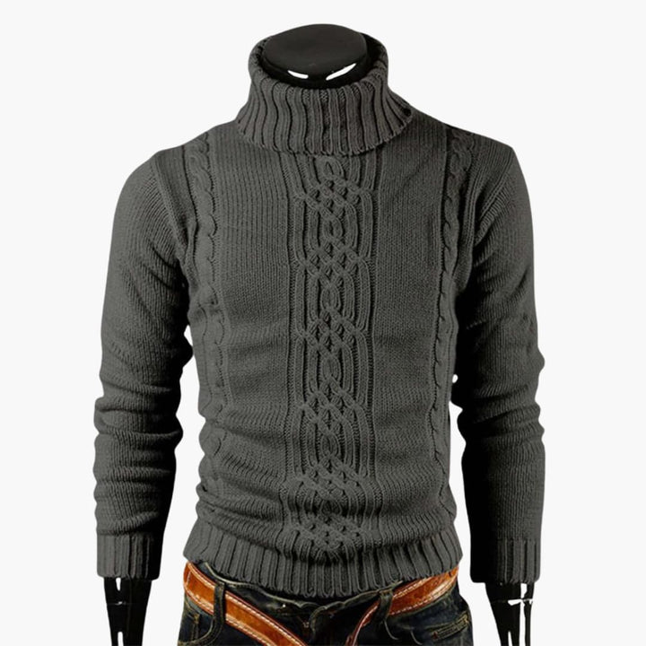 Herren pullover mit Rollkragen und Zopfmuster