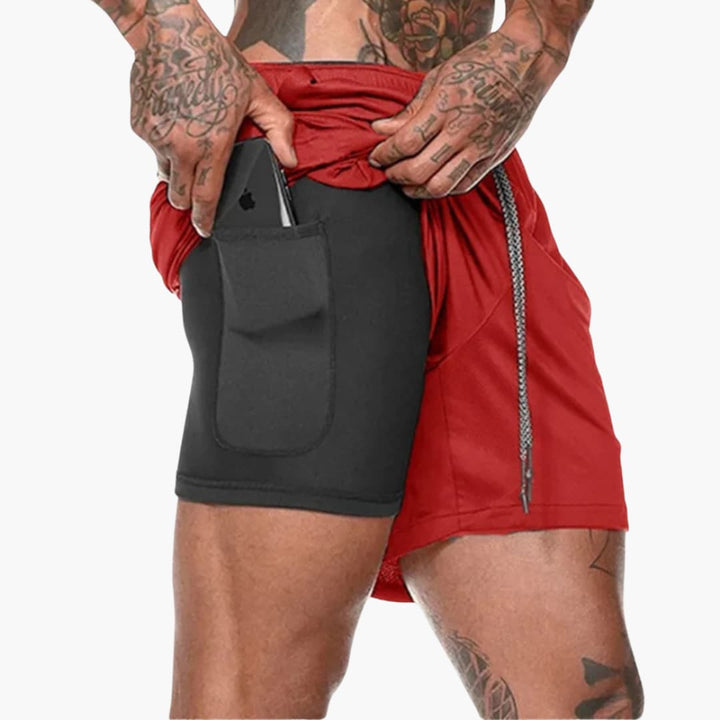 Herren Fitness Shorts mit Innentasche und Kompressionsebene