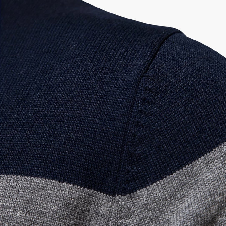 Herren pullover mit halbem Reißverschluss und gestreifter Oberfläche