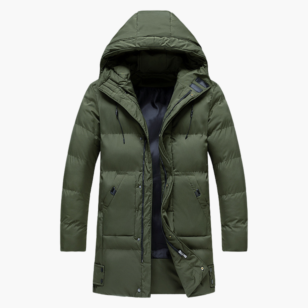Herren Parka Jacke mit Kapuze und Frontreißverschluss