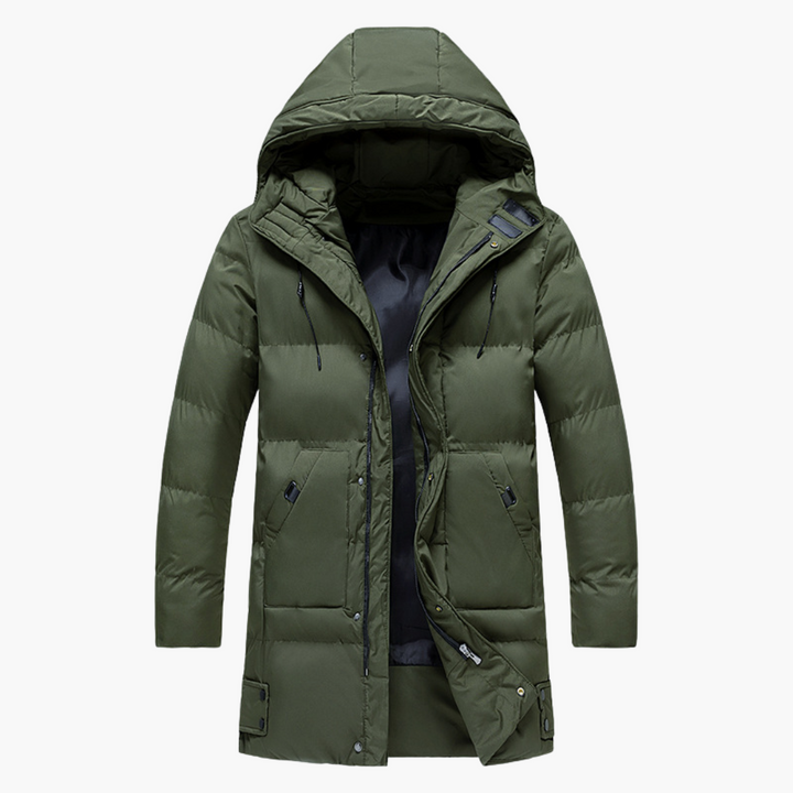 Herren Parka Jacke mit Kapuze und Frontreißverschluss