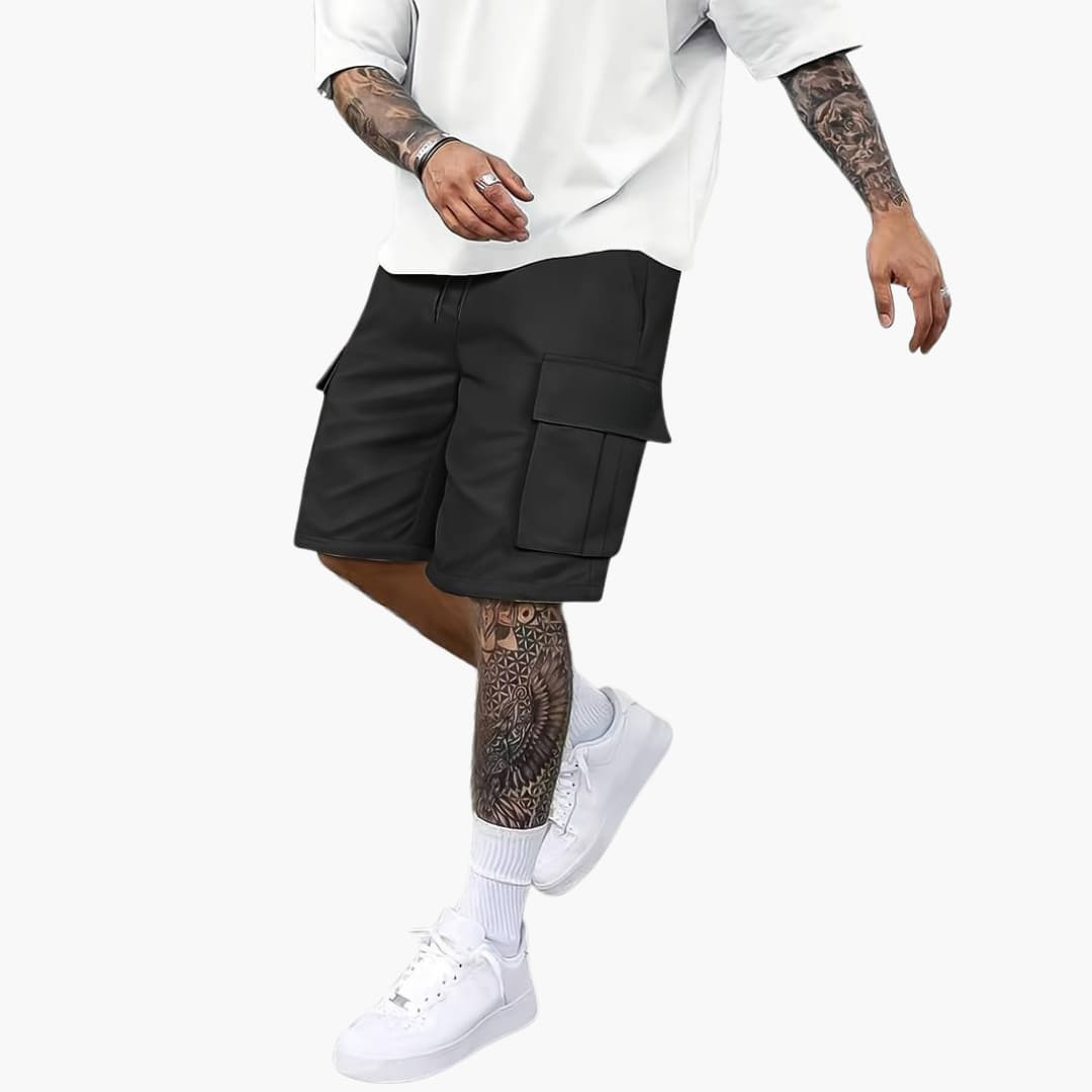 Herren Sommer Cargo Shorts mit Taschen und Kordelzugbund