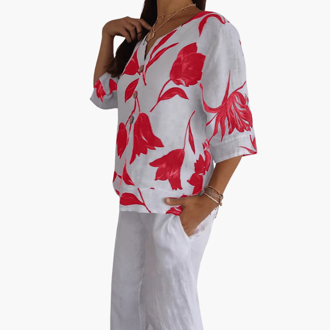 Stilvolles und bequemes Shirt mit V-Ausschnitt für Frauen - SchmiedeMode