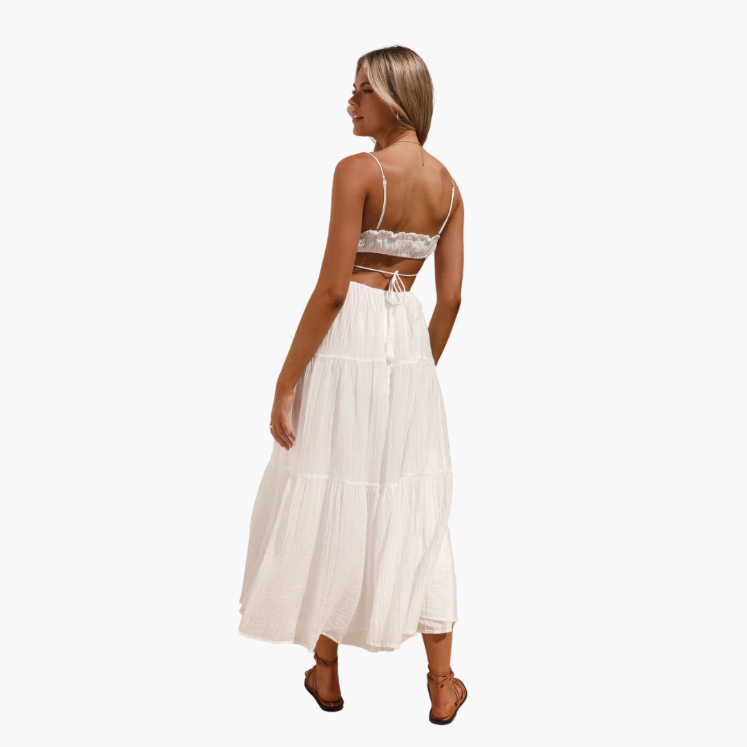 Maxikleid für Damen – Boho-Stil mit Bindebändern