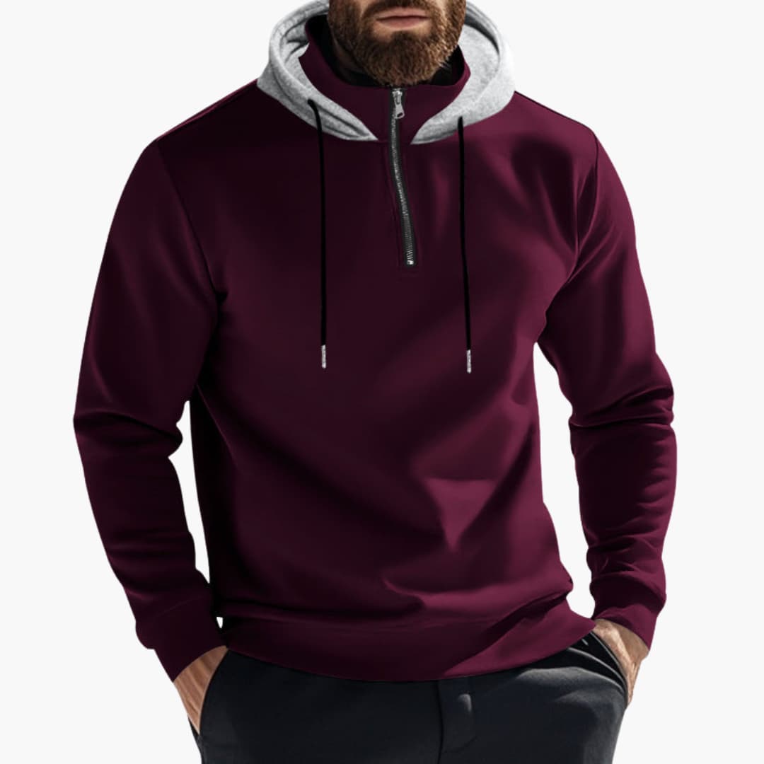 Herren Hoodie mit Reißverschluss und Kordelzugkapuze