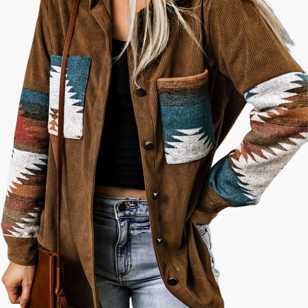 Damen Cordjacke mit Knopfleiste und Taschen