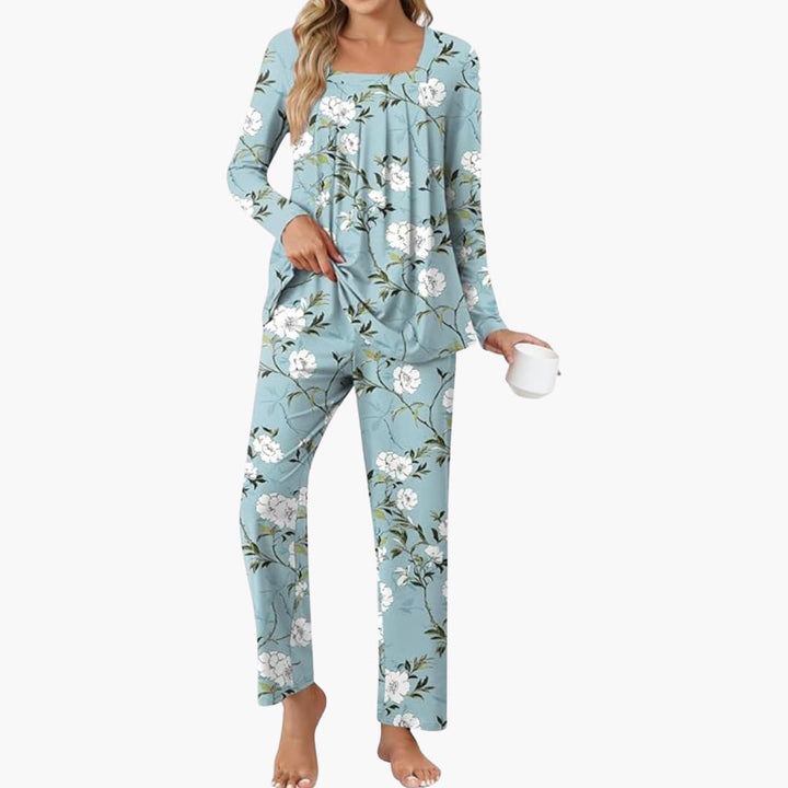 Damen Pyjama Set mit langen Ärmeln und Sternenmuster