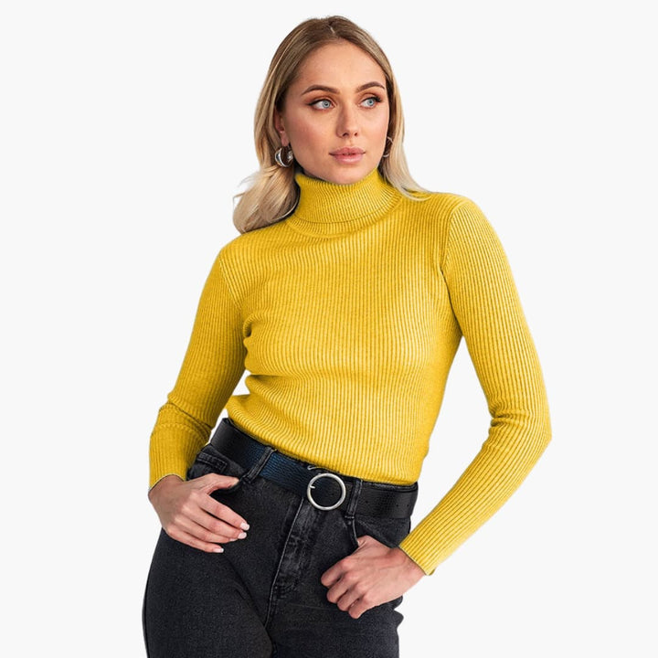 Damen Turtleneck Pullover mit gerippten Bündchen und Saum