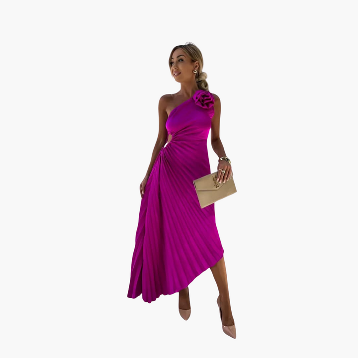 Romantisches Midikleid für Damen – 3D Blumenapplikationen