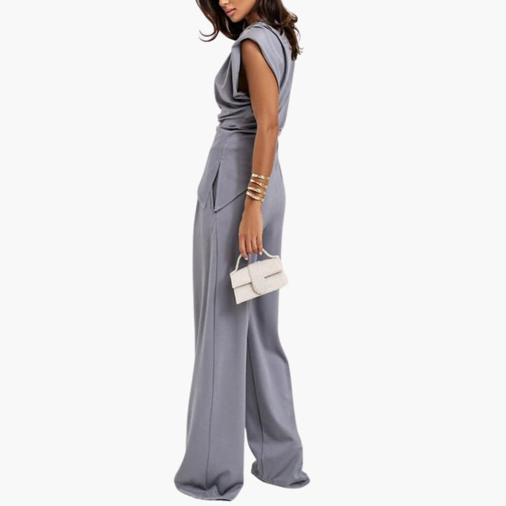 Zweiteiler Damen - Eleganter Hosenanzug mit weitem Bein