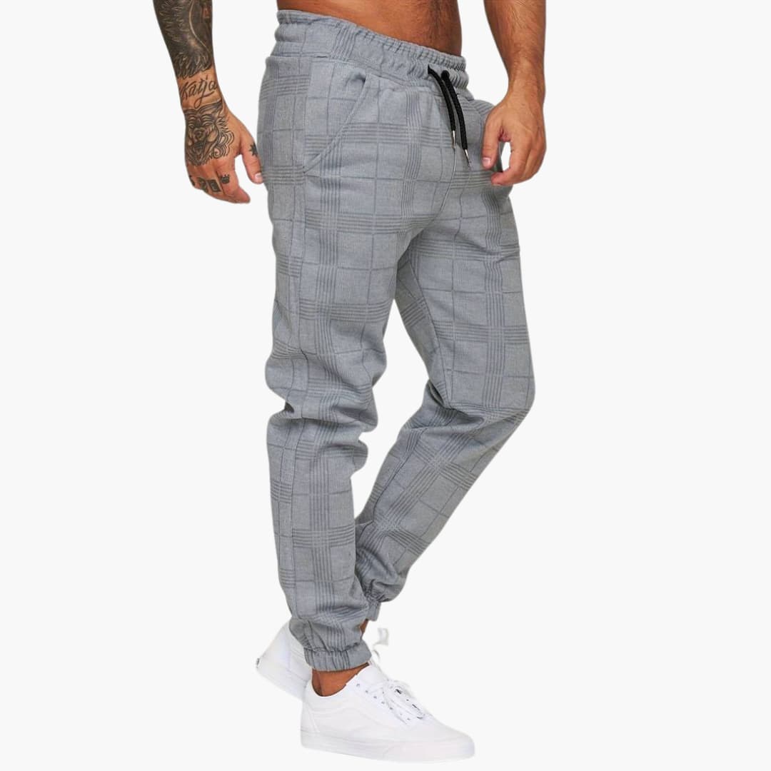 Herren hose mit elastischem Bund und karierter Oberfläche