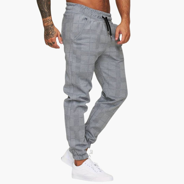 Herren hose mit elastischem Bund und karierter Oberfläche