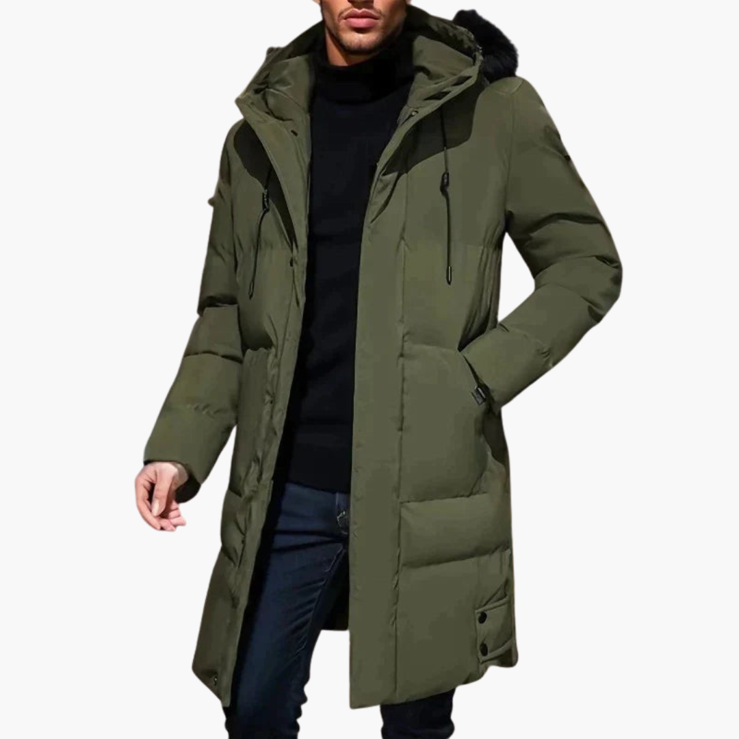 Herren Parka Jacke mit Kapuze und Frontreißverschluss