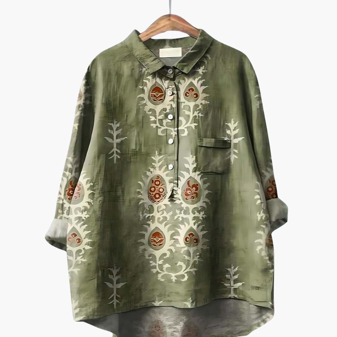 Langärmelige Sommerbluse mit Blumendruck für Damen