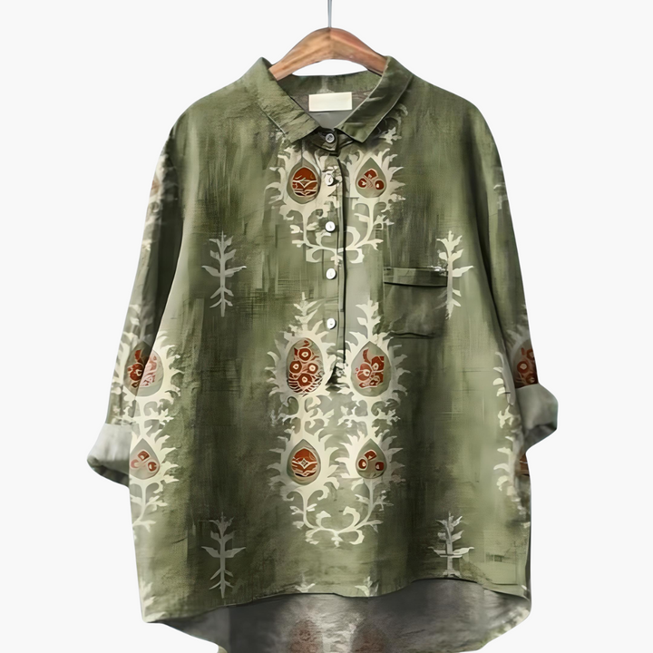 Langärmelige Sommerbluse mit Blumendruck für Damen