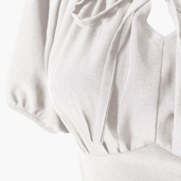 Damen Midikleid mit Puffärmeln und Rüschensaum