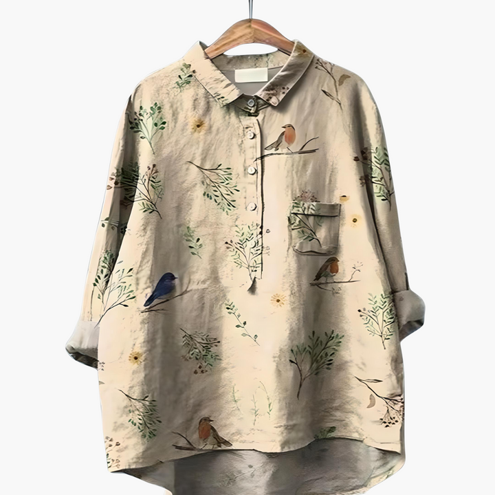 Langärmelige Sommerbluse mit Blumendruck für Damen