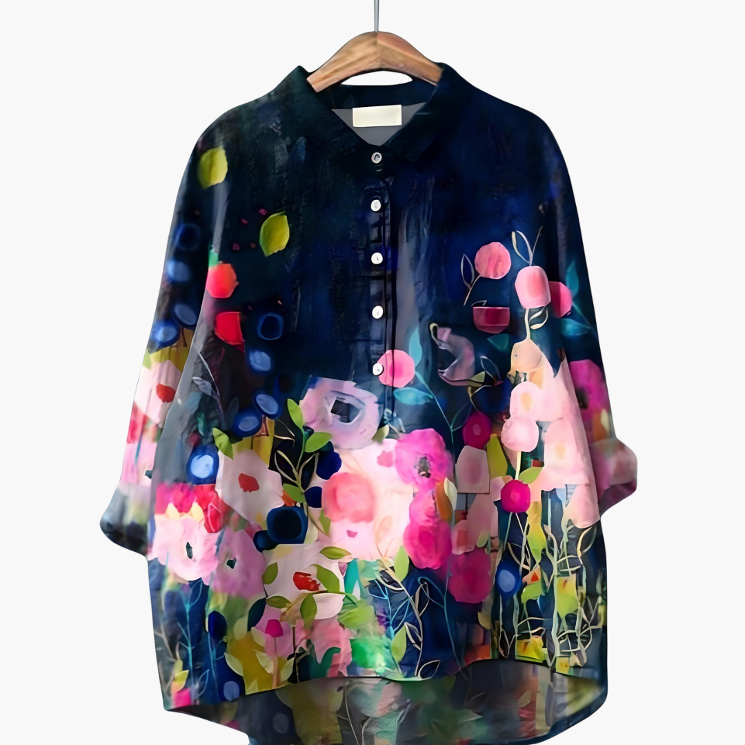 Langärmelige Sommerbluse mit Blumendruck für Damen