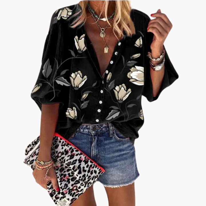 Bluse mit Blumenmuster für Damen – lockerer Sommerstil