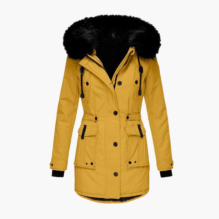Damen Parka-Jacke mit Kapuze, Knopfverschluss und Pattentaschen