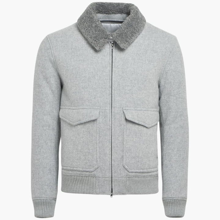 Herren-Bomber jacke mit Reißverschluss und Fleecekragen