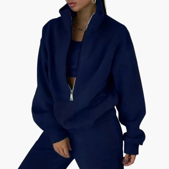 Damen Trainingsanzug mit Reißverschluss Sweatshirt und Hose