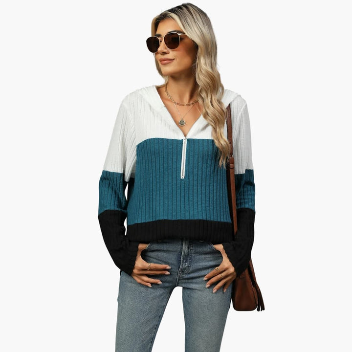 Damen Pullover mit hohem Kragen und Reißverschluss