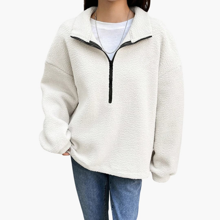 Damen Pullover mit Halbzipp und Stehkragen