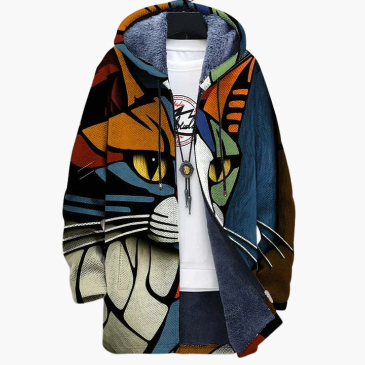 Kapuzen Sweatshirt mit Reißverschluss und Katzen Design für Unisex