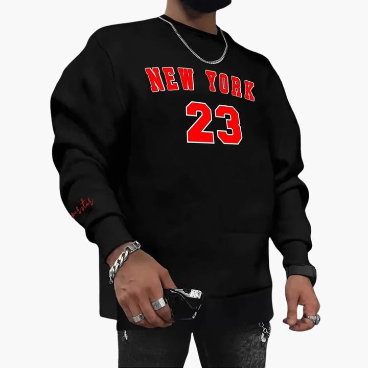 Herren Sweatshirt mit Rundhalsausschnitt und Rippbündchen