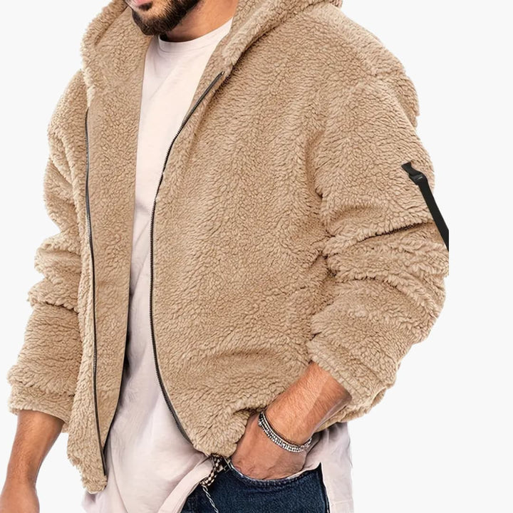 Herren Teddy jacke mit Reißverschluss und langen Ärmeln