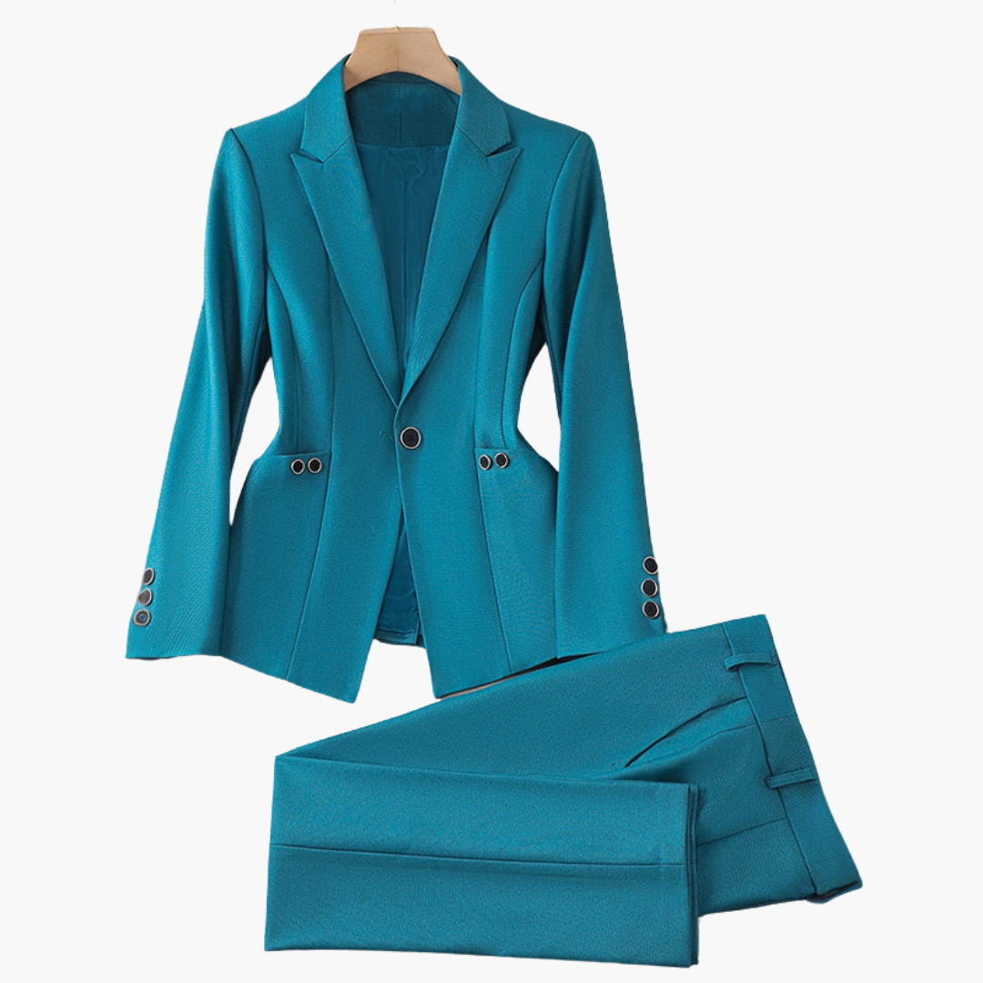 Damen Blazer Set mit Einem Knopf und Geraden Hosen