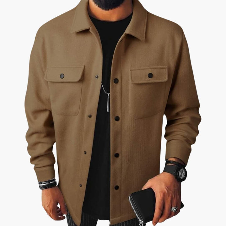 Herren hemd mit Knopfleiste Brusttaschen und langen Ärmeln