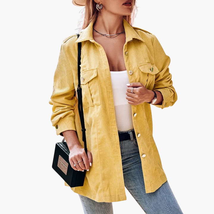 Damen Cordjacke mit Knopfverschluss