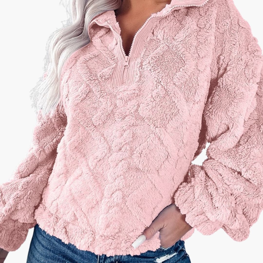 Damen Pullover mit Stehkragen und Reißverschluss