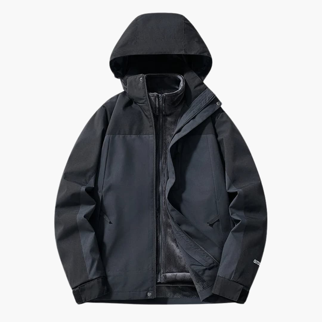 Unisex Skijacke mit Kapuze und Reißverschlusstaschen