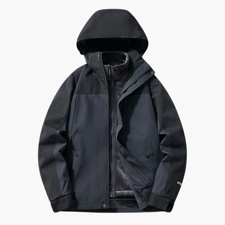 Unisex Skijacke mit Kapuze und Reißverschlusstaschen