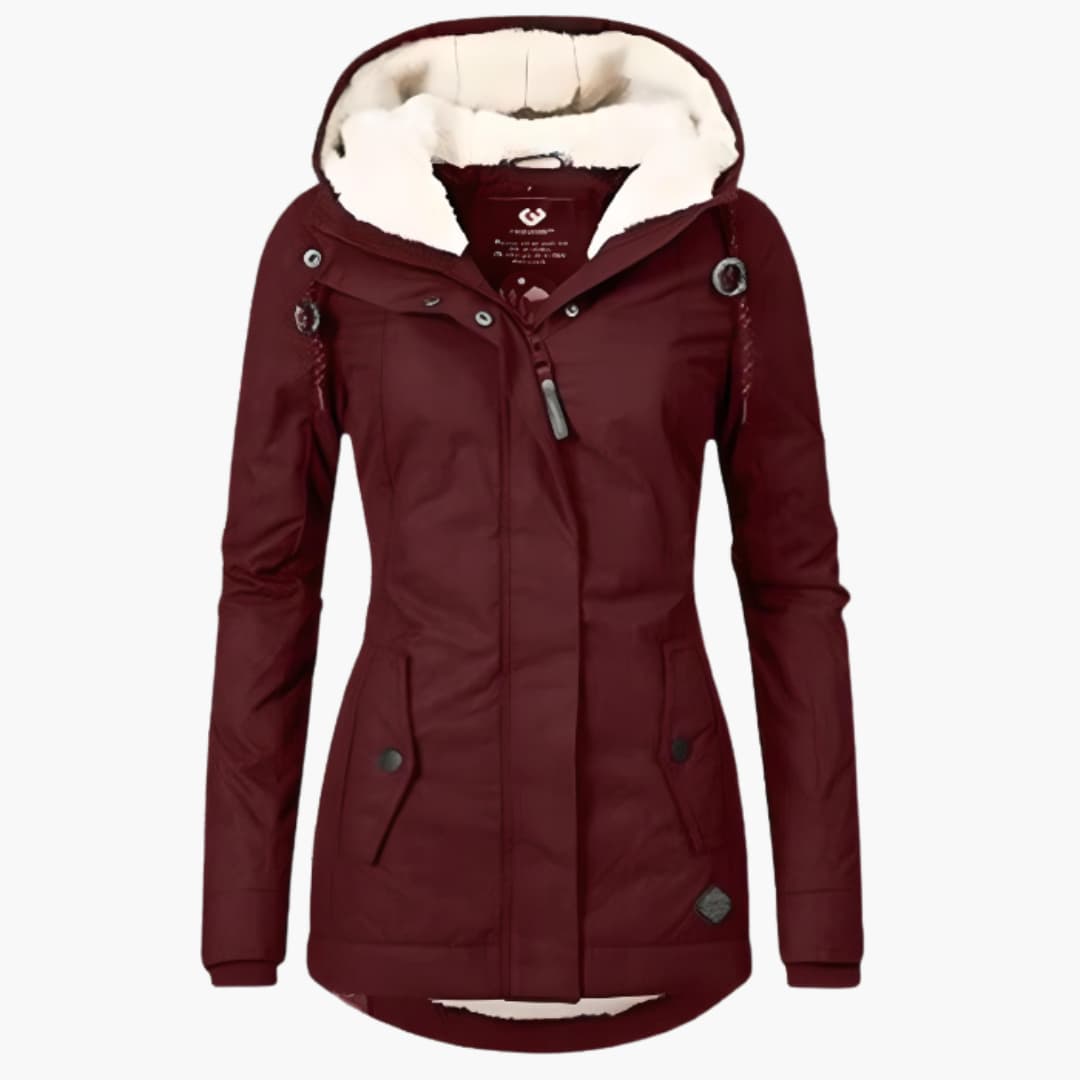 Damen-Winterjacke mit Kapuze Futter und Reißverschluss