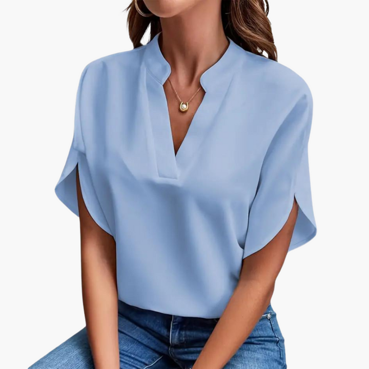 Bluse mit V-Ausschnitt für Damen – kurzarm und elegant