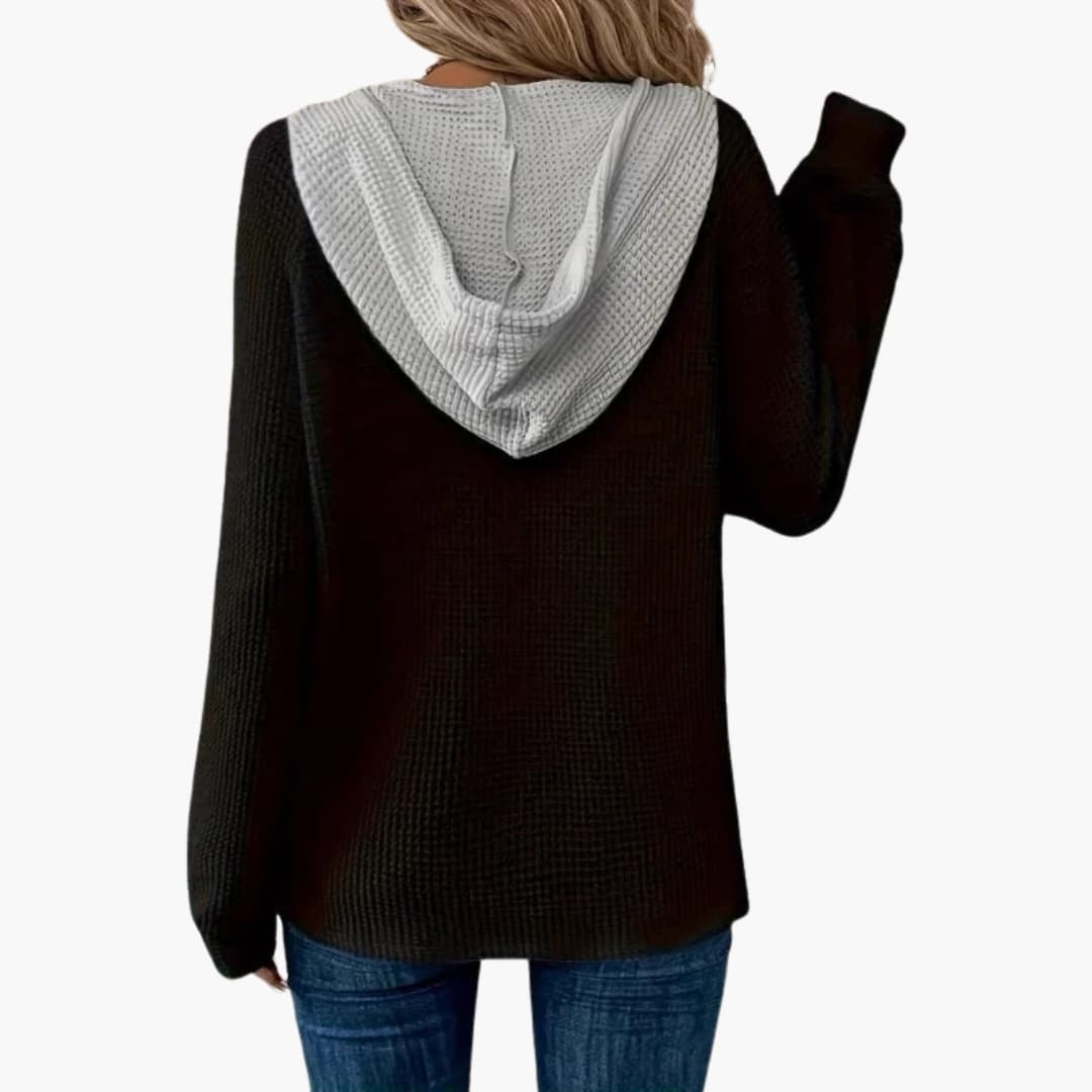 Damen Hoodie mit Kontrastkapuze und Rippbündchen