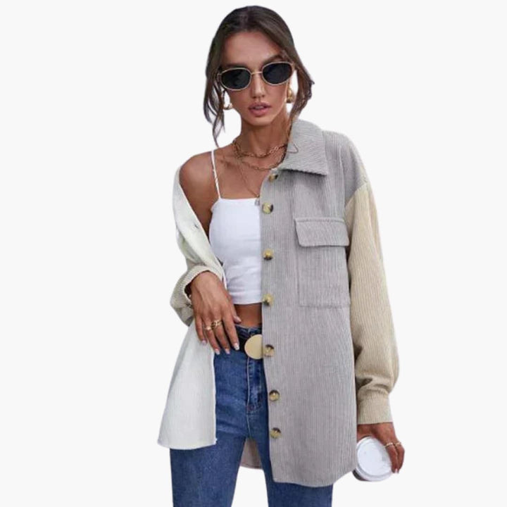 Damen Cordjacke mit Knopfverschluss und Taschen