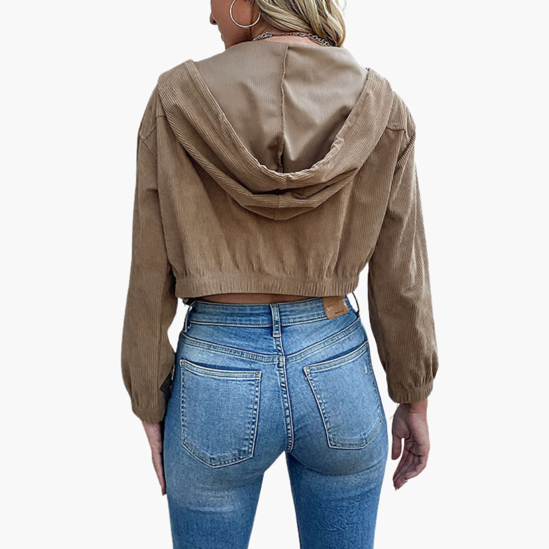 Damen Cordjacke mit Reißverschluss und Taschen