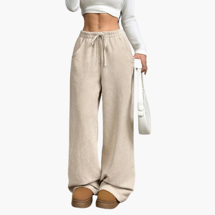 Damen Cordhose mit hohem Bund und weitem Bein