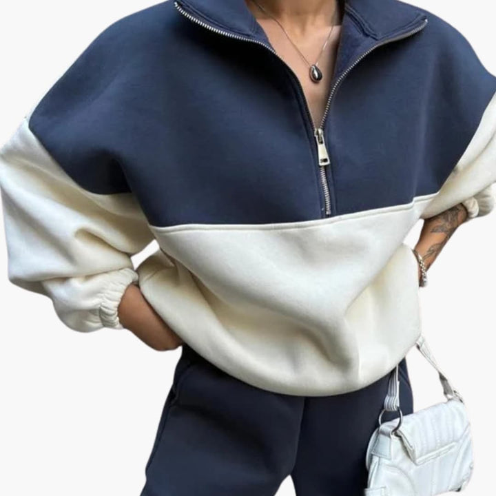 Damen Pullover mit halbem Reißverschluss