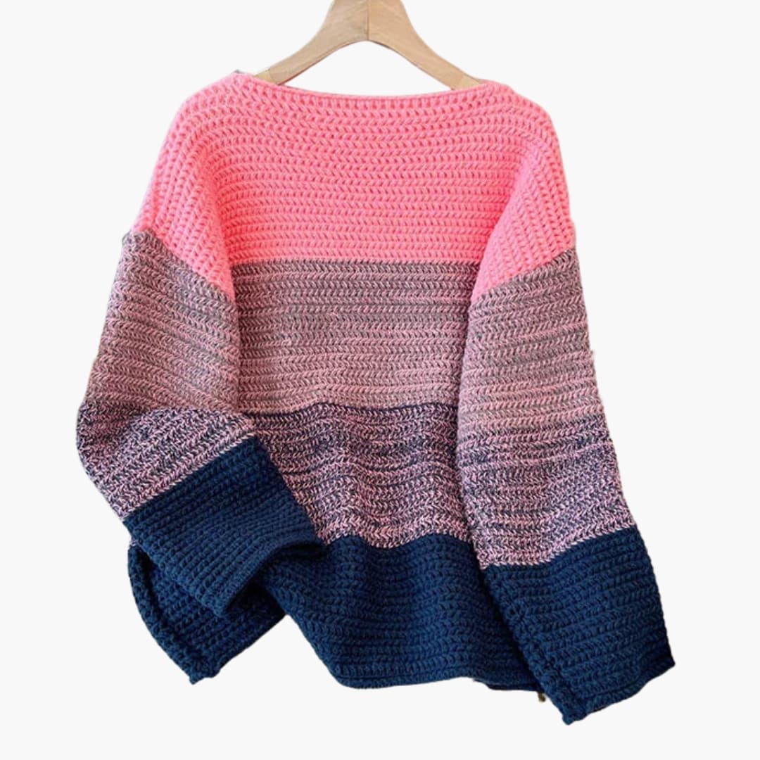 Oversize Damenpullover mit Patchwork Muster